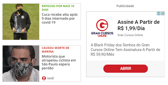 o que e google ads: imagem da tela de display do Google