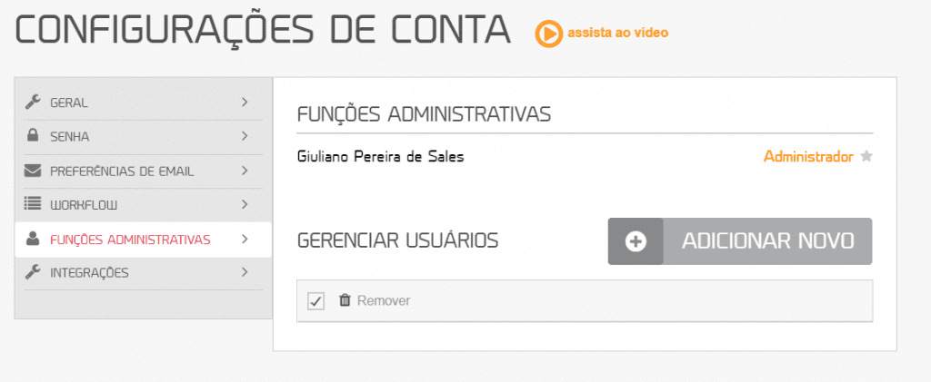 workflow mLabs: na aba de configurações de conta aparece o nome da lista de usuários membros que estão cadastrados dentro da plataforma da mLabs.