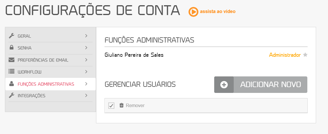workflow mLabs: na aba de configurações de conta aparece o nome da lista de usuários membros que estão cadastrados dentro da plataforma da mLabs.