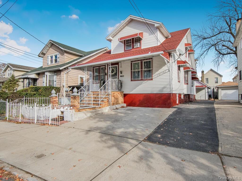 Charming Two-Family Home in the Bronx â€“ Perfect for Multi-Generational Living or Investment! Welcome to this well-maintained two-family home offering space, comfort, and convenience in the heart of the Bronx. This property features a spacious 2/3-bedroom unit on the first floor, a 2 bedroom unit on the second floor and a finished basement with added living space, laundry, and storage, ideal for accommodating extended family. Interior Highlights: Hardwood flooring, First-floor bedroom and primary suite, Finished full basement with washer & dryer, Updated kitchens with modern appliances. Exterior Features: 1-car detached garage plus private driveway, Relaxing front porch, Low-maintenance 3, 650 sq ft lot, Convenient location near schools, shops, and public transportation. With a total of 1, 887 sq ft of living space, this versatile home is perfect for buyers looking for both lifestyle and investment potential. Donâ€™t miss your chance to own this fantastic property. Schedule your private showing today!
