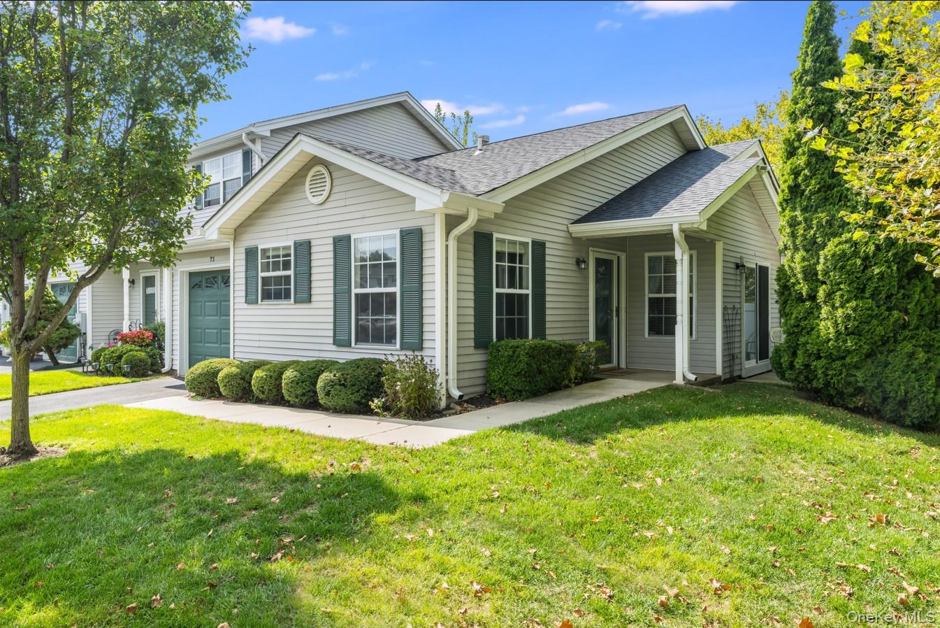 Welcome to Highview at Huntington! This desirable end unit ranch style 2-bedroom, 2-bathroom townhouse is located in a peaceful, gated community. Interior amenities include Hampton Bay Hawaiian Koa Caramel flooring, a Pella sliding glass door with built-in blinds, and a 2021 fully updated HVAC system. Laundry is conveniently located in the unit, and thereâ€™s a large one-car garage.Enjoy beautifully maintained grounds with lush, landscaped grounds for a quiet, relaxing atmosphere. Community services also include snow removal, yearly power washing and dryer vent cleaning. Residents enjoy a clubhouse, fitness center, in-ground pool, tennis and basketball courts, and a playground.This home combines privacy, comfort, and community in an ideal location.