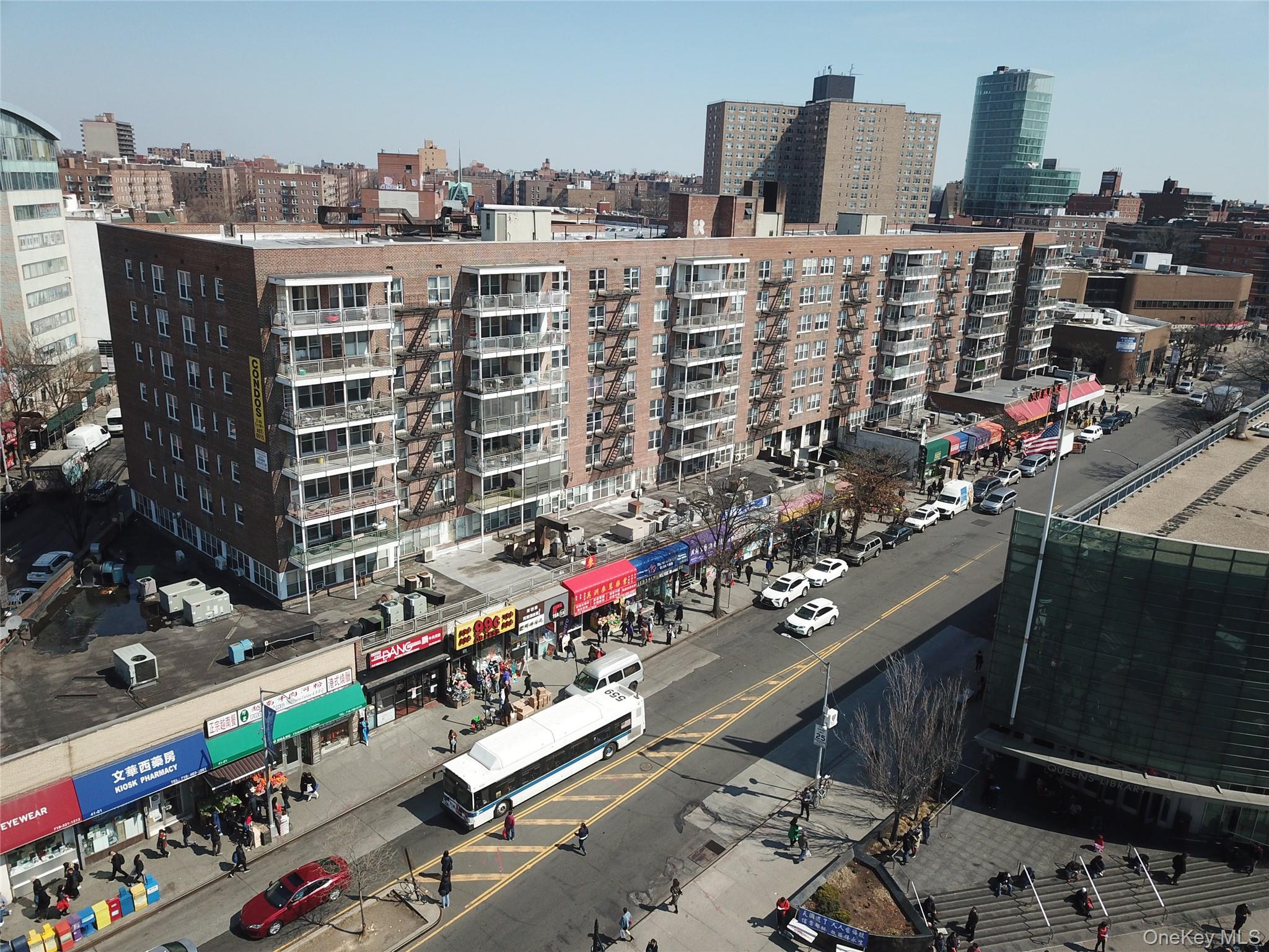 Renovated one-bedroom converted into a two-bedroom condominium in the heart of downtown Flushing. 552 square feet. The common charge includes heat, cooking gas, cold water, hot water, trash removal, & 24-hour doorman. Only pay for electricity. One block away from the 7 train, LIRR, library, supermarkets, multicultural food establishments, banks, and all major transportation. Parking space available on a month-to-month Basis. Fios & Spectrum ready building. Location, location, location!
