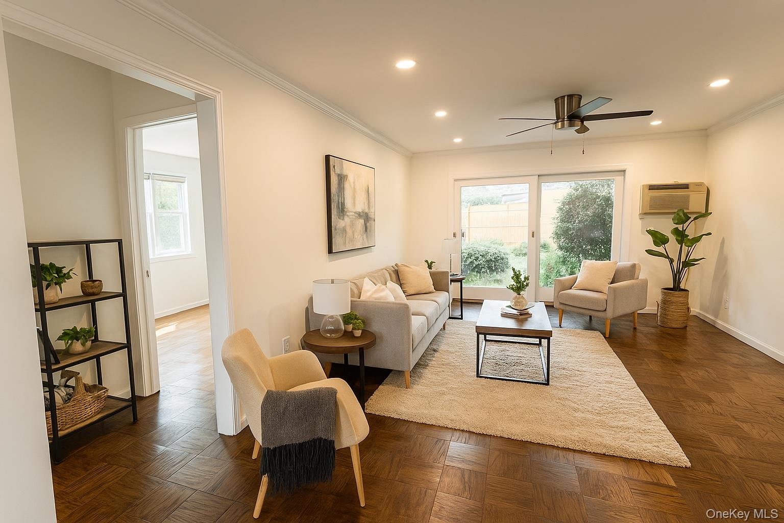 Perfect rental just moments away from the beach, park, boutique shops, outstanding restaurants, LIRR and more in the historical Oyster Bay Village. Located on the first floor of Top of the Harbour, this fabulous, fully updated, one-bedroom deluxe model with open layout and oversized bedroom offers Eat-In-Kitchen, fully renovated bathroom with new walk-in shower, dining area and spacious living room. Floors refinished, all new lighting including recessed high hat lighting and ceiling fans installed, brand new bathroom from top to bottom, new kitchen floors, quartz counters, cabinet hardware and updates, bedroom closet expansion, new interior doors/hardware, new base and crown molding and painted throughout. This unit has a private terrace and garden space to expand outside for dining or simply relaxing. Move Right In!