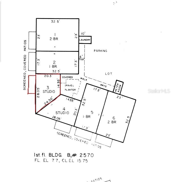 Outlined in Red is Unit 3- (resource is from the original Condo Docs)