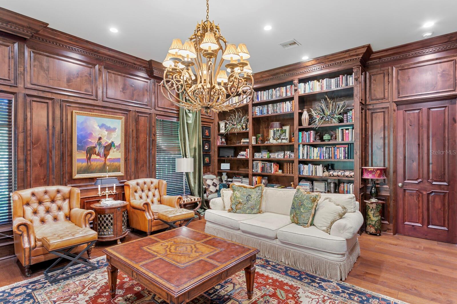 The rich wooden paneling envelops you, creating a sanctuary that's both cozy and grand.