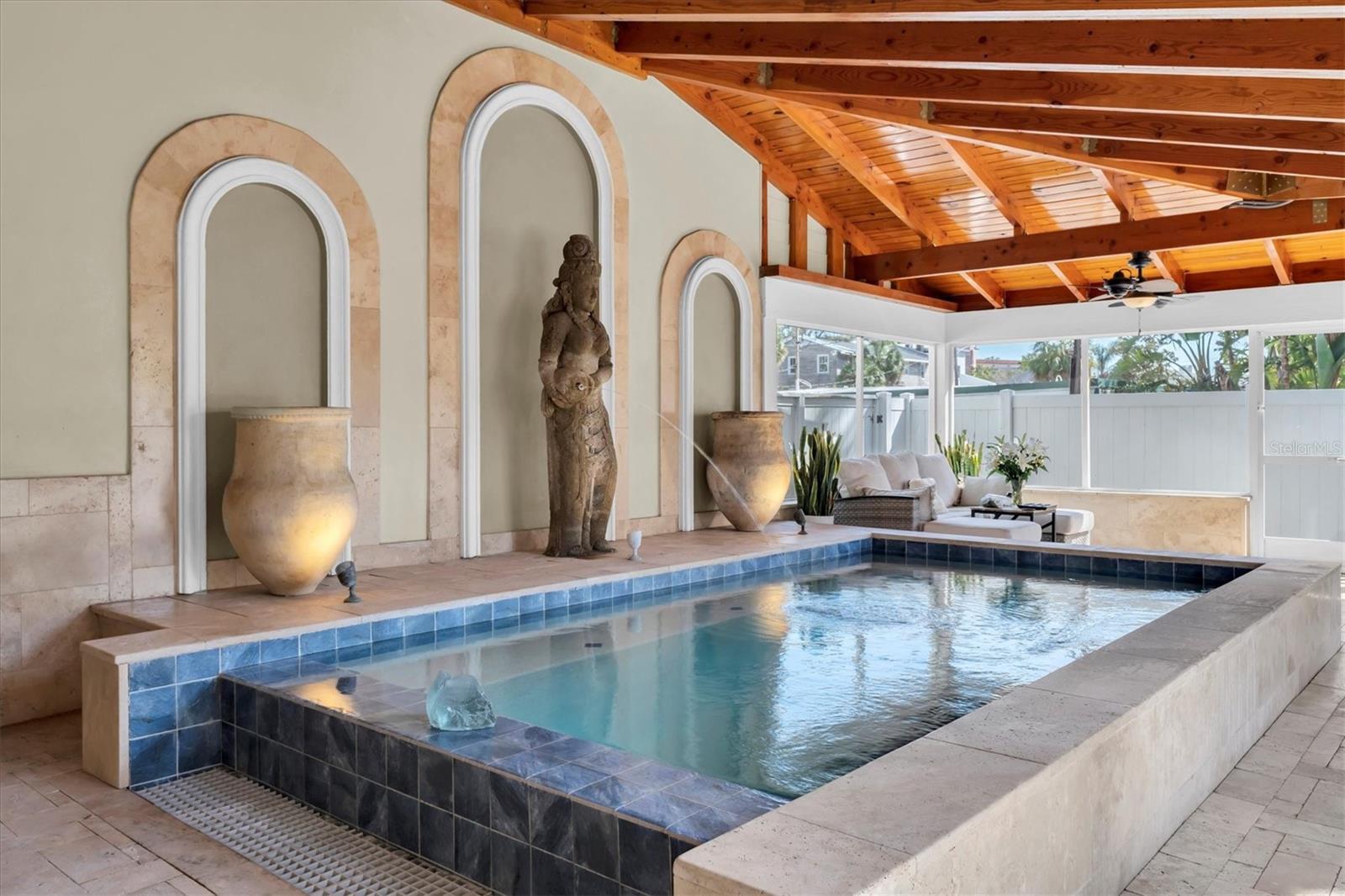 10-Foot Heated Pool w/Antique Fountain