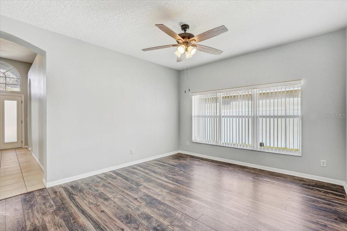 Living room with front door visible