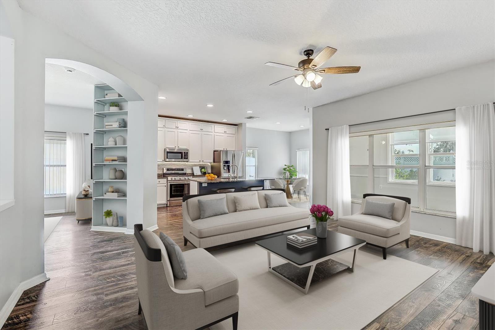 Virtually staged family room
