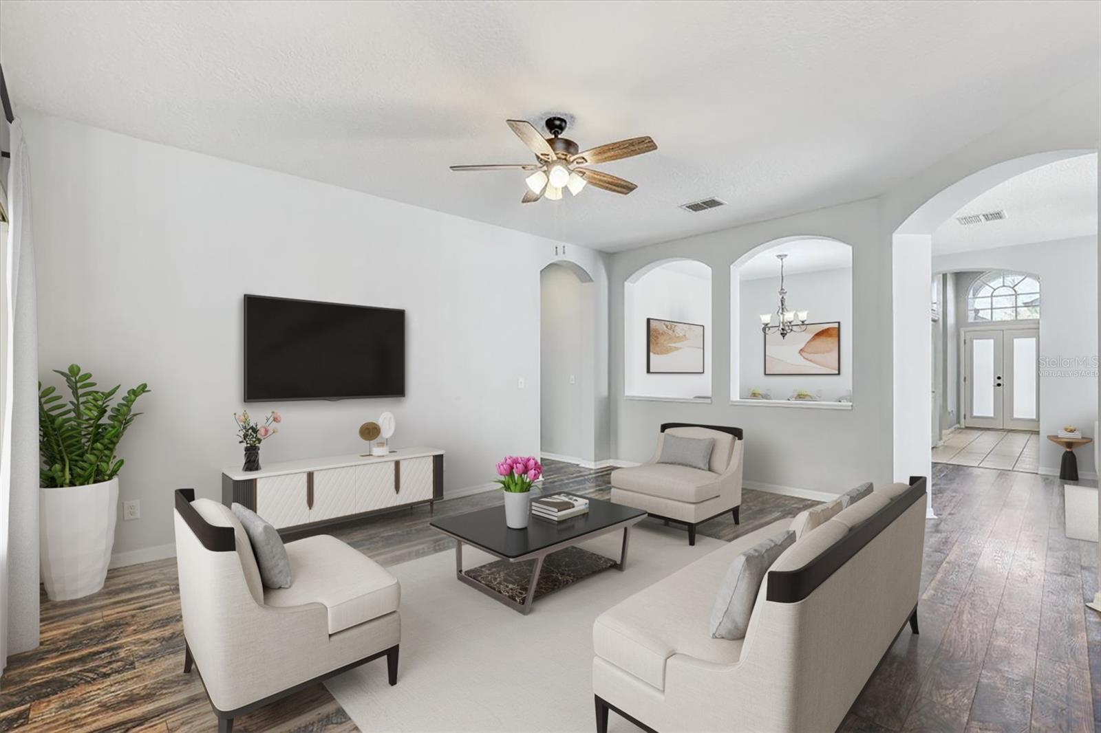 virtually staged family room
