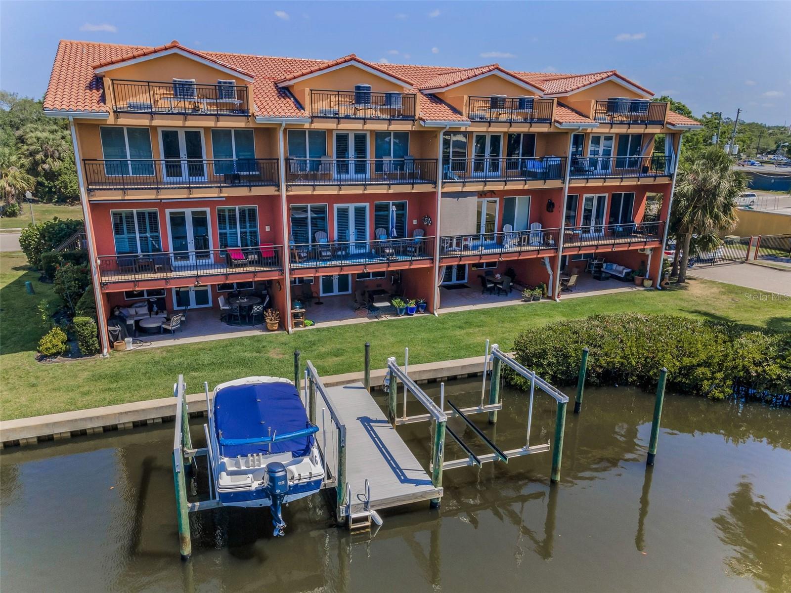 The lift that is deeded with the home is the one with the boat on it. The docks are shared and maintained by the HOA