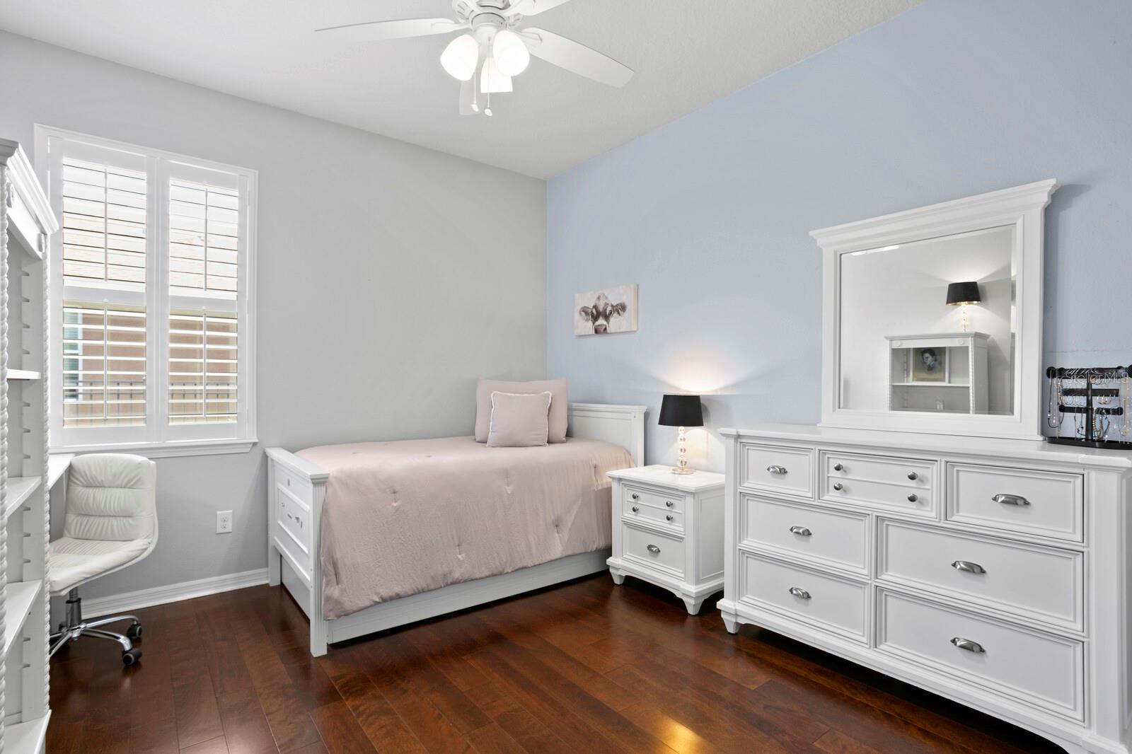 2nd bedroom with hardwood floors