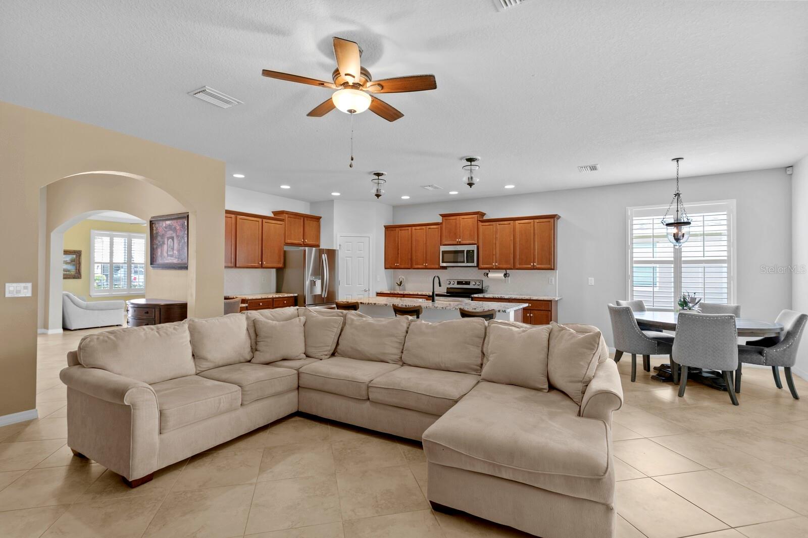 Family room opens to the kitchen and dinette