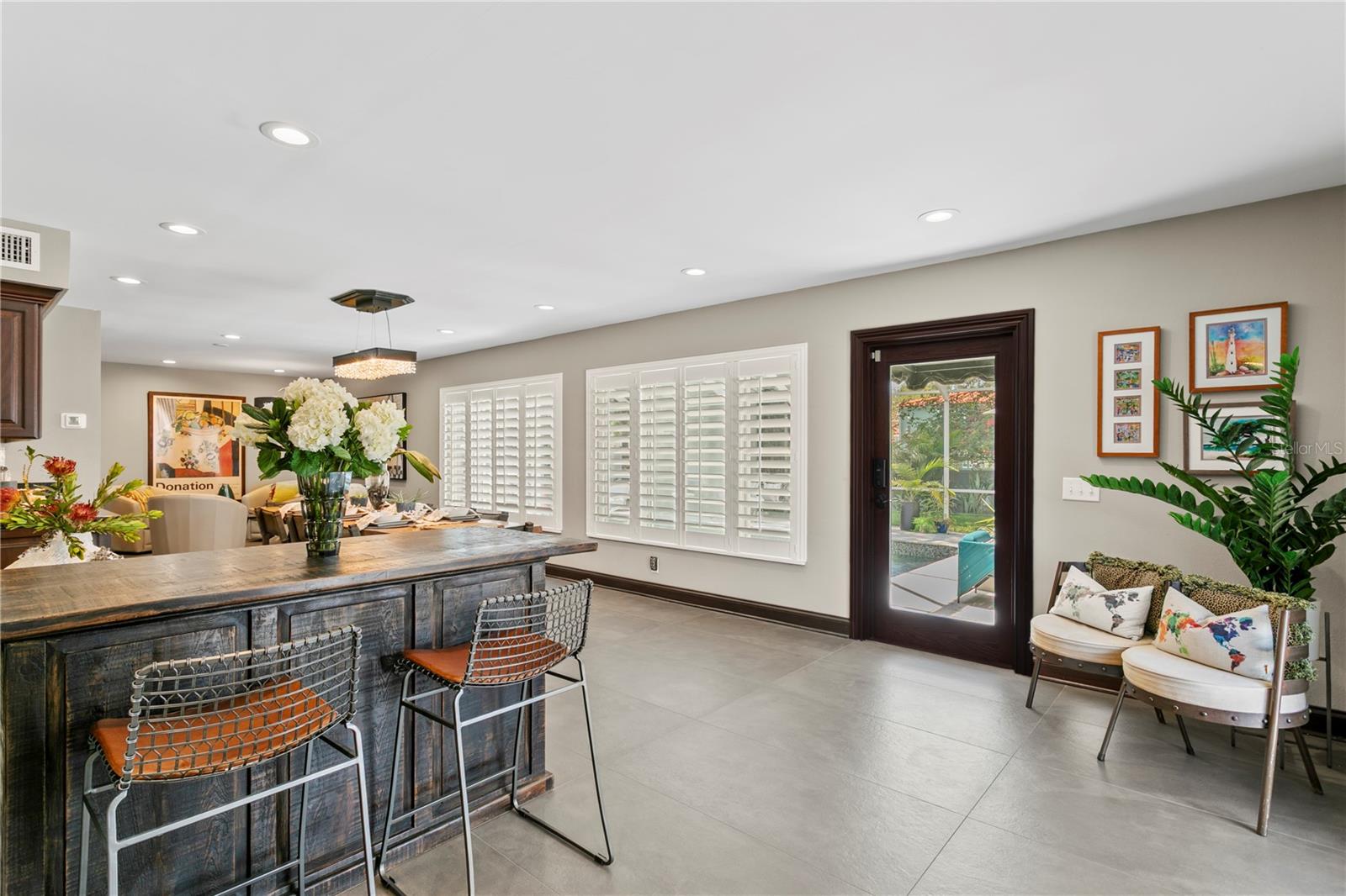 Custom plantation shutters throughout home.