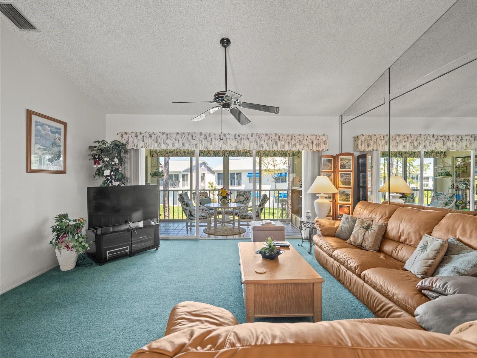 Spacious Living Room with Vaulted Ceilings