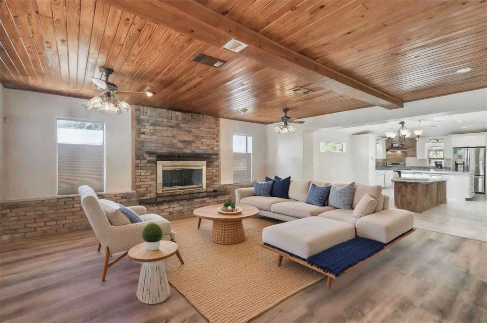 Family room virtually staged