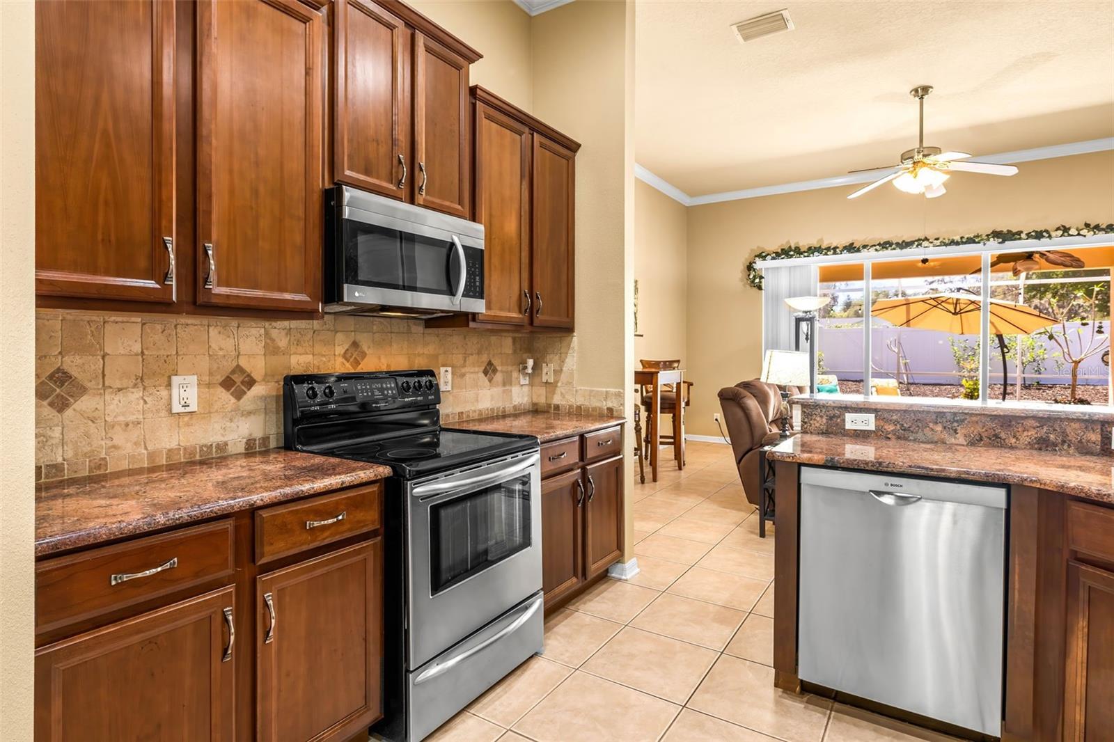 Granite Countertops & stone backsplash