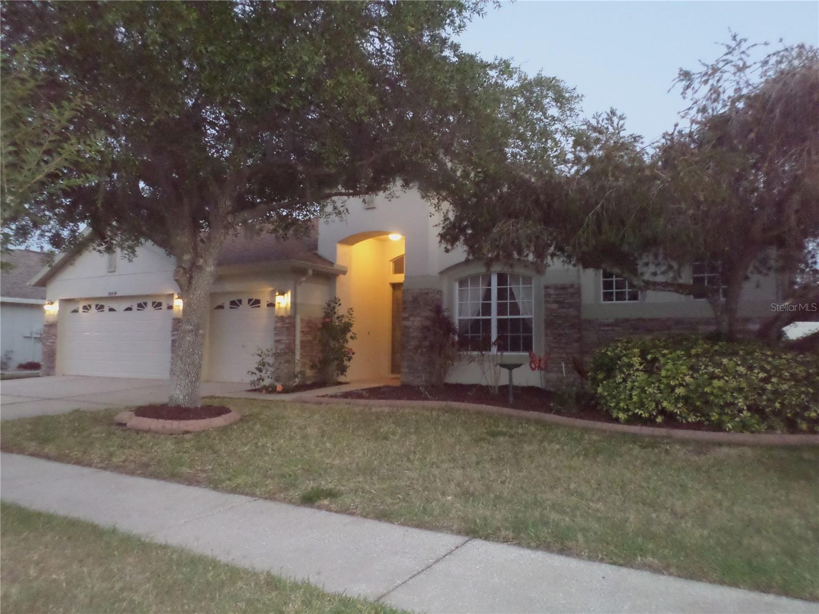 Front of home in the evening.