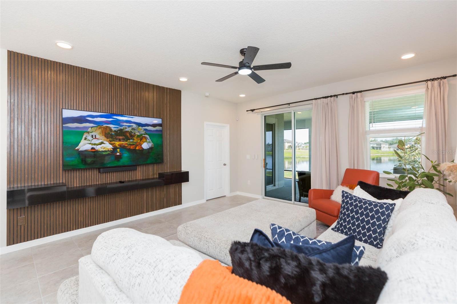 Custom Wood Panel and Floating TV Mount