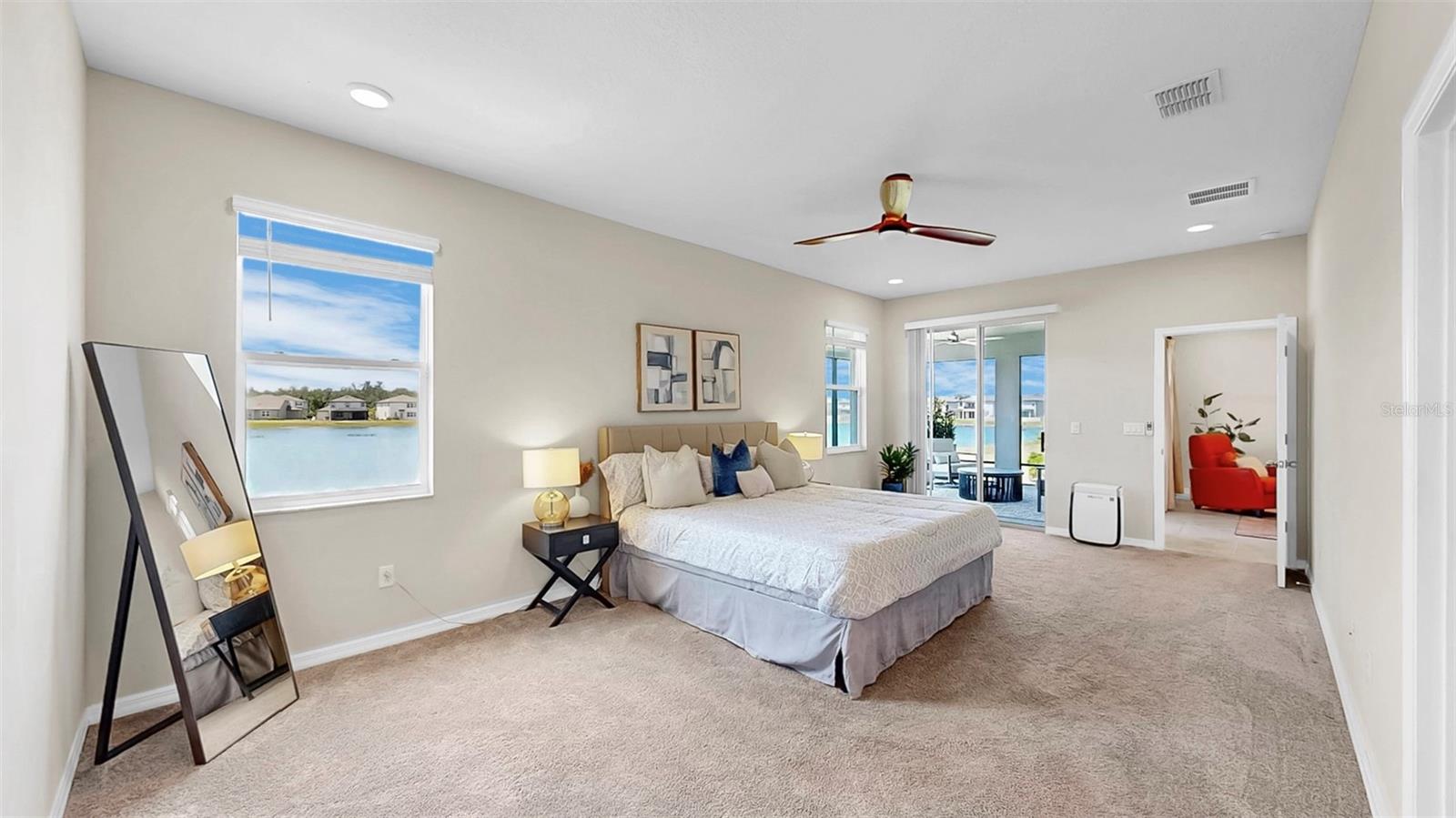 Master bedroom with stunning waterviews