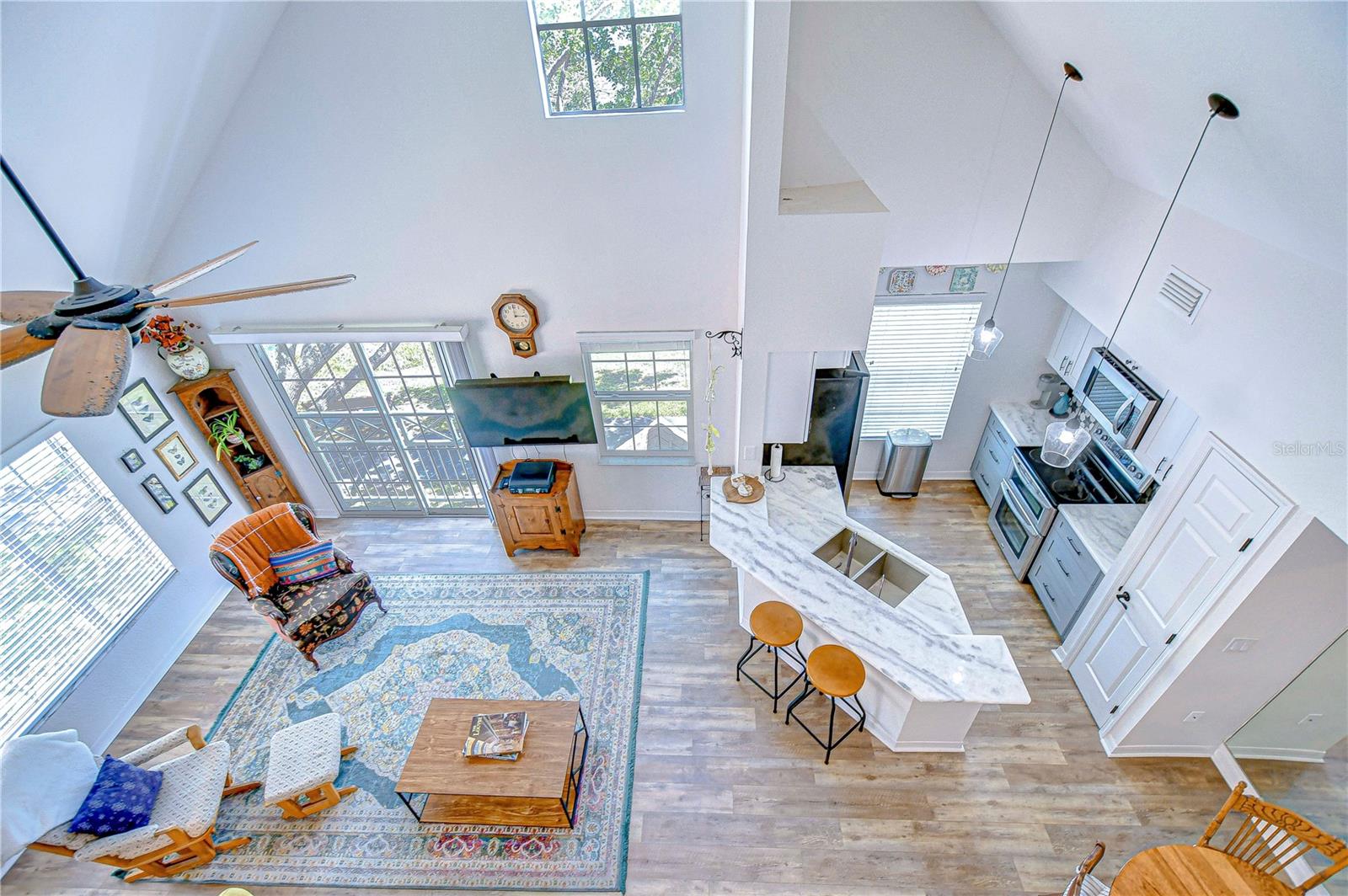 Looking down from loft