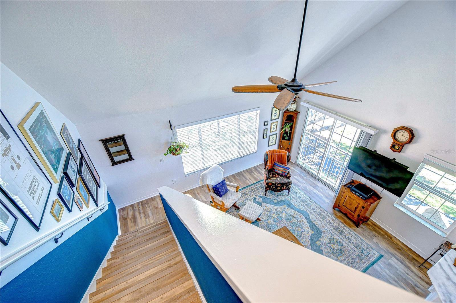 Looking down stairs from loft