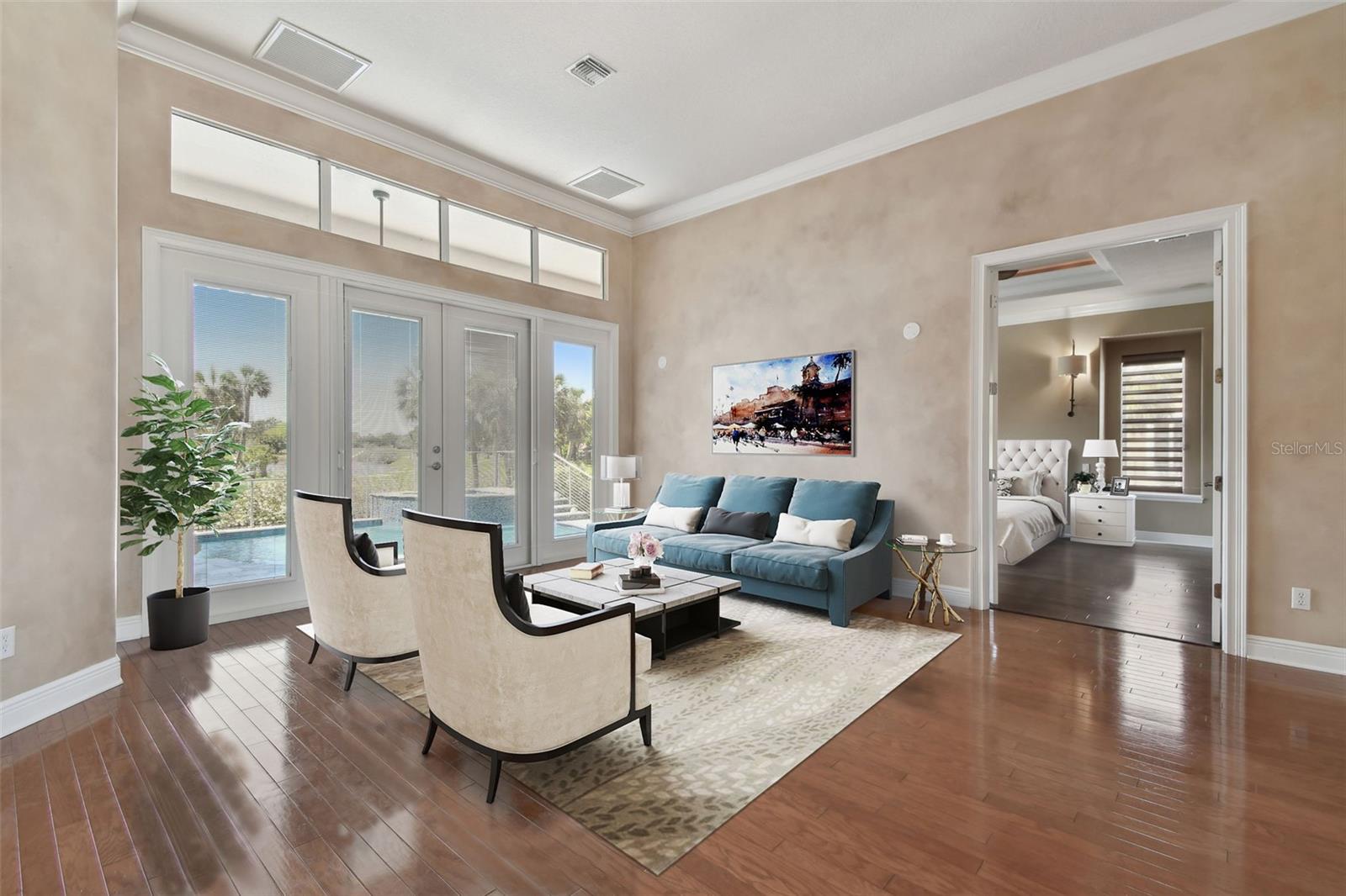Staged view of living room.