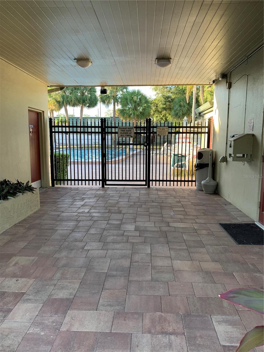 View of pool entrance