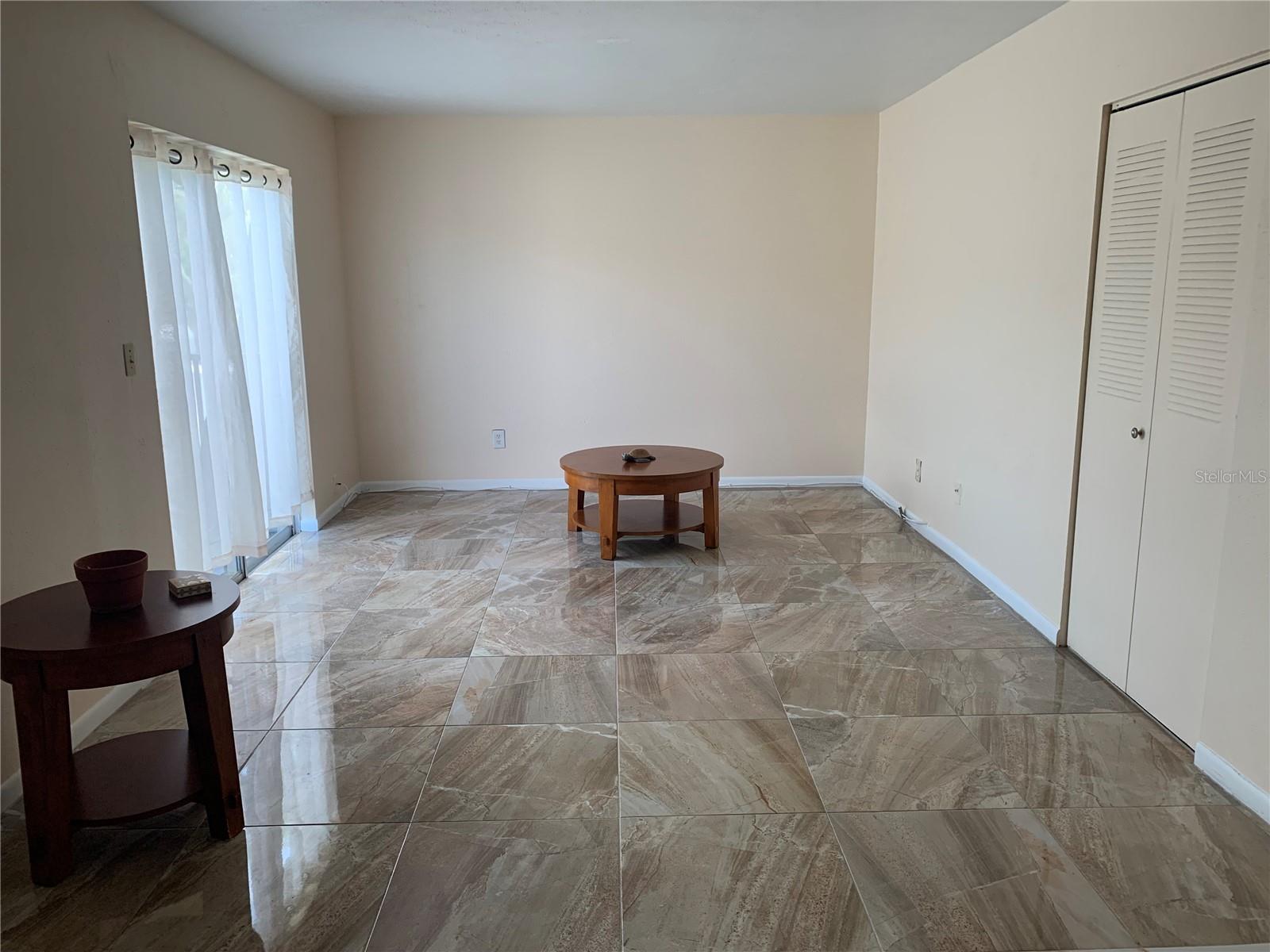 Living room on porcelain tiles