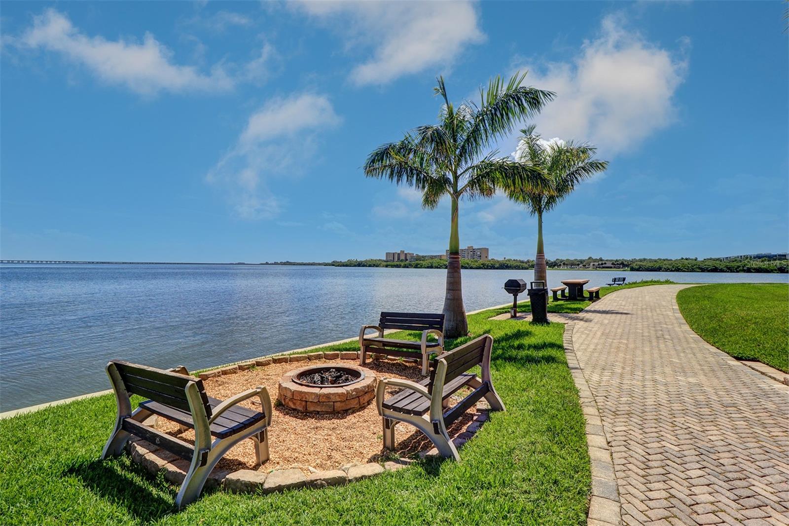 fire-pit with benches