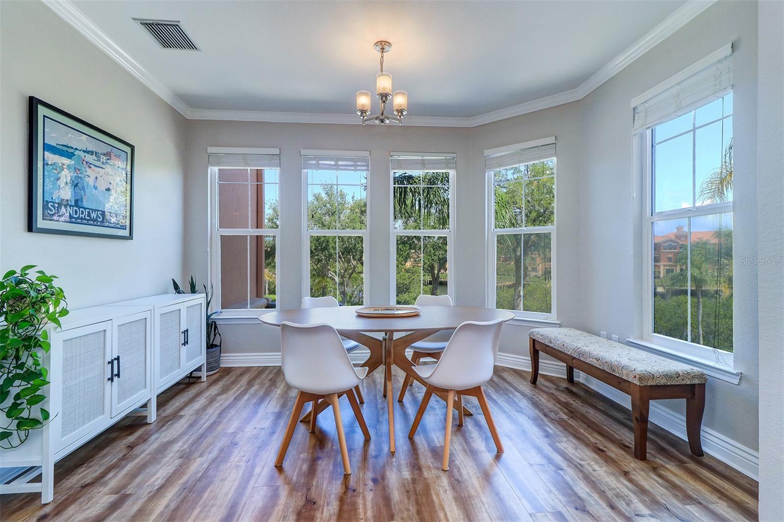 Close up of the dining area overlooking the water