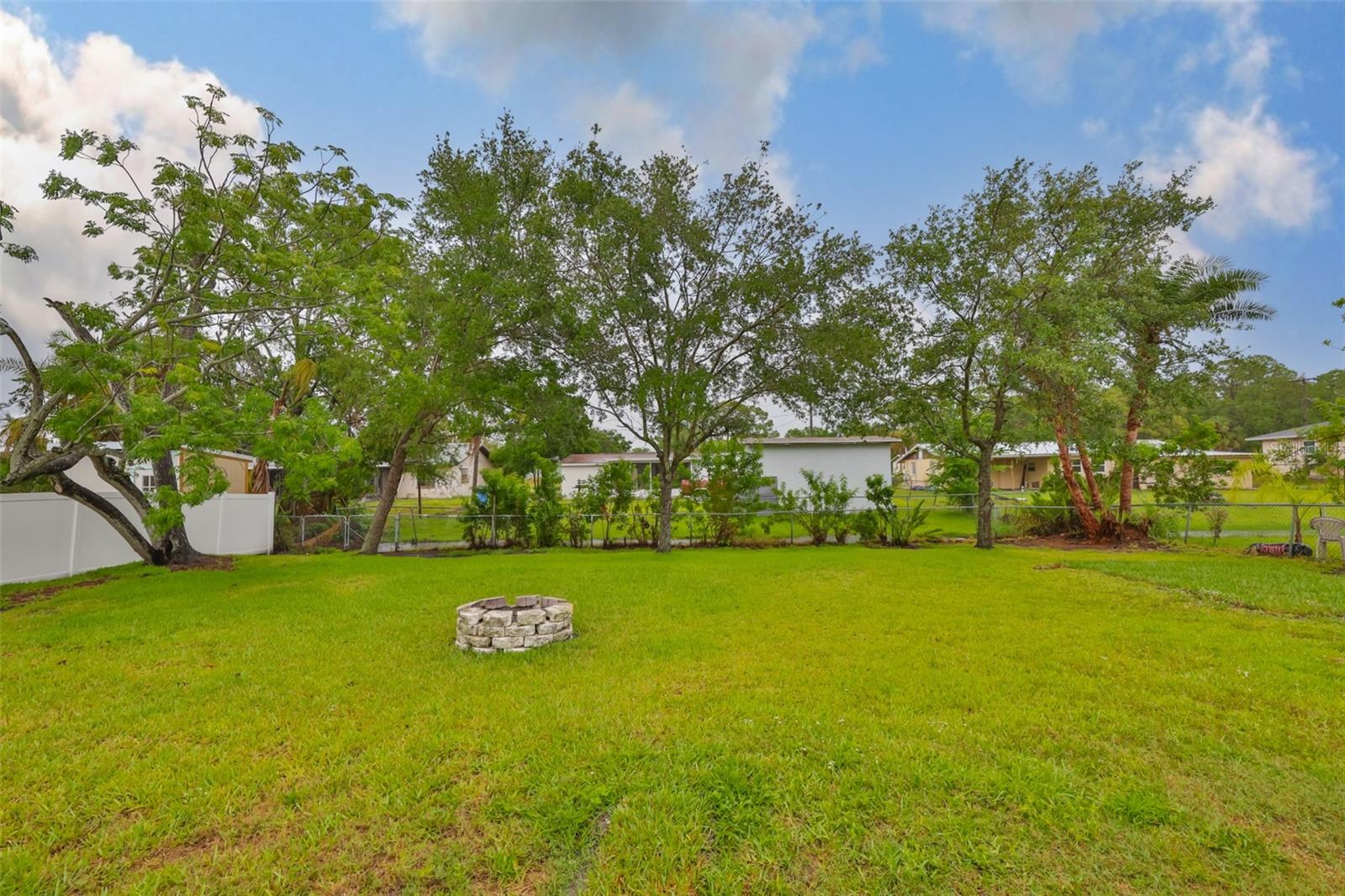 spacious fenced back yard