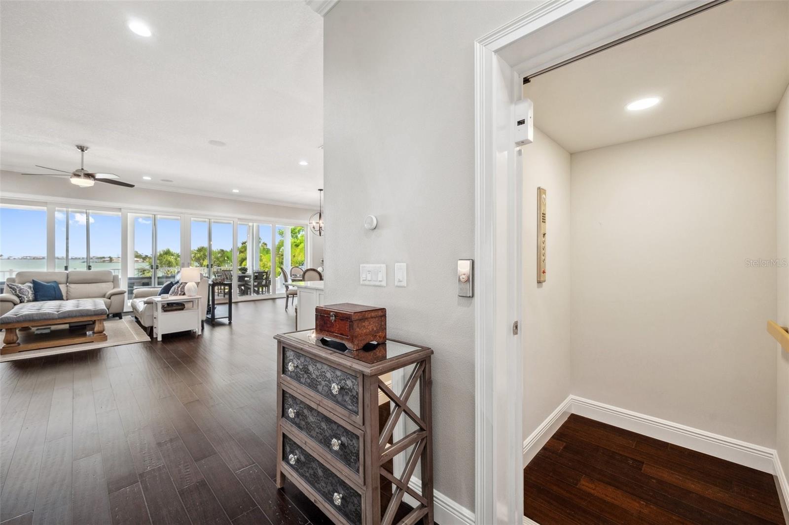 Elevator and 2nd floor living area.