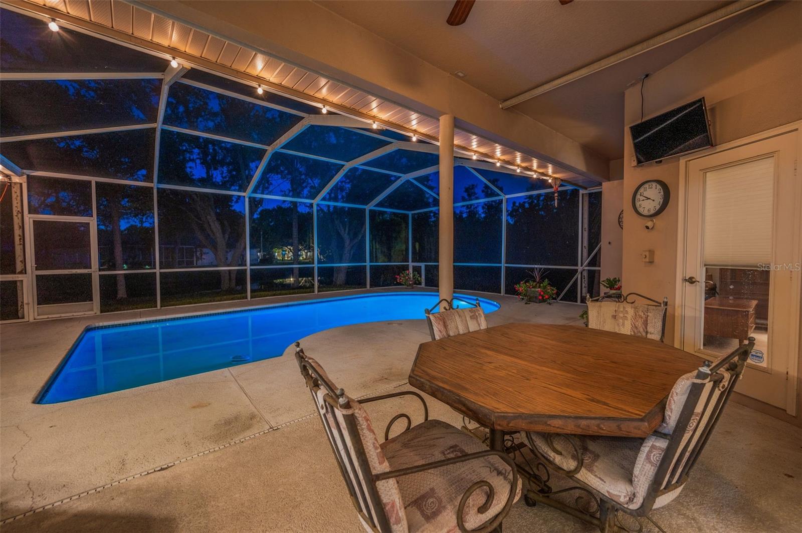 Nighttime Pool and Lanai