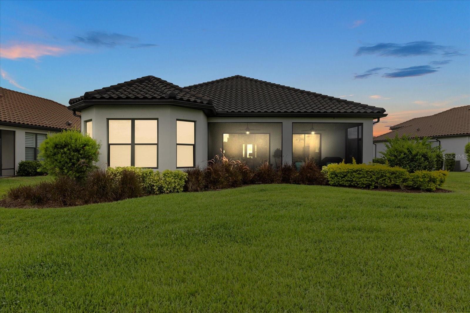 Twilight backyard views