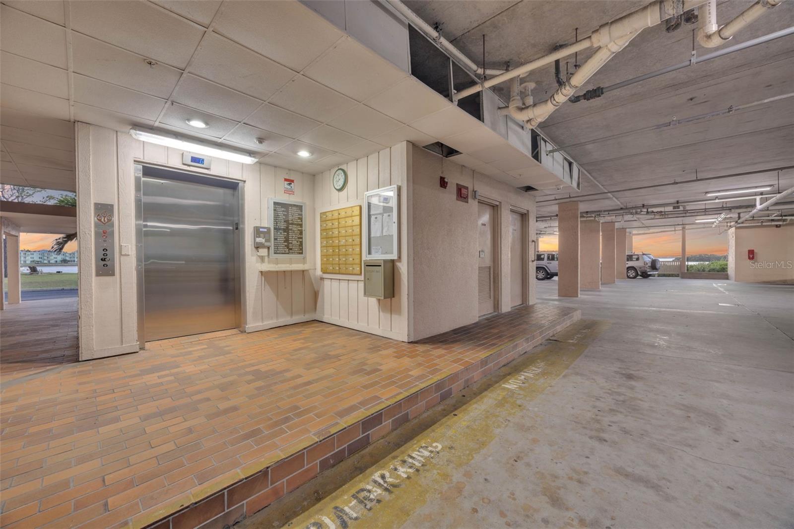 Elevator - parking spot just to the right