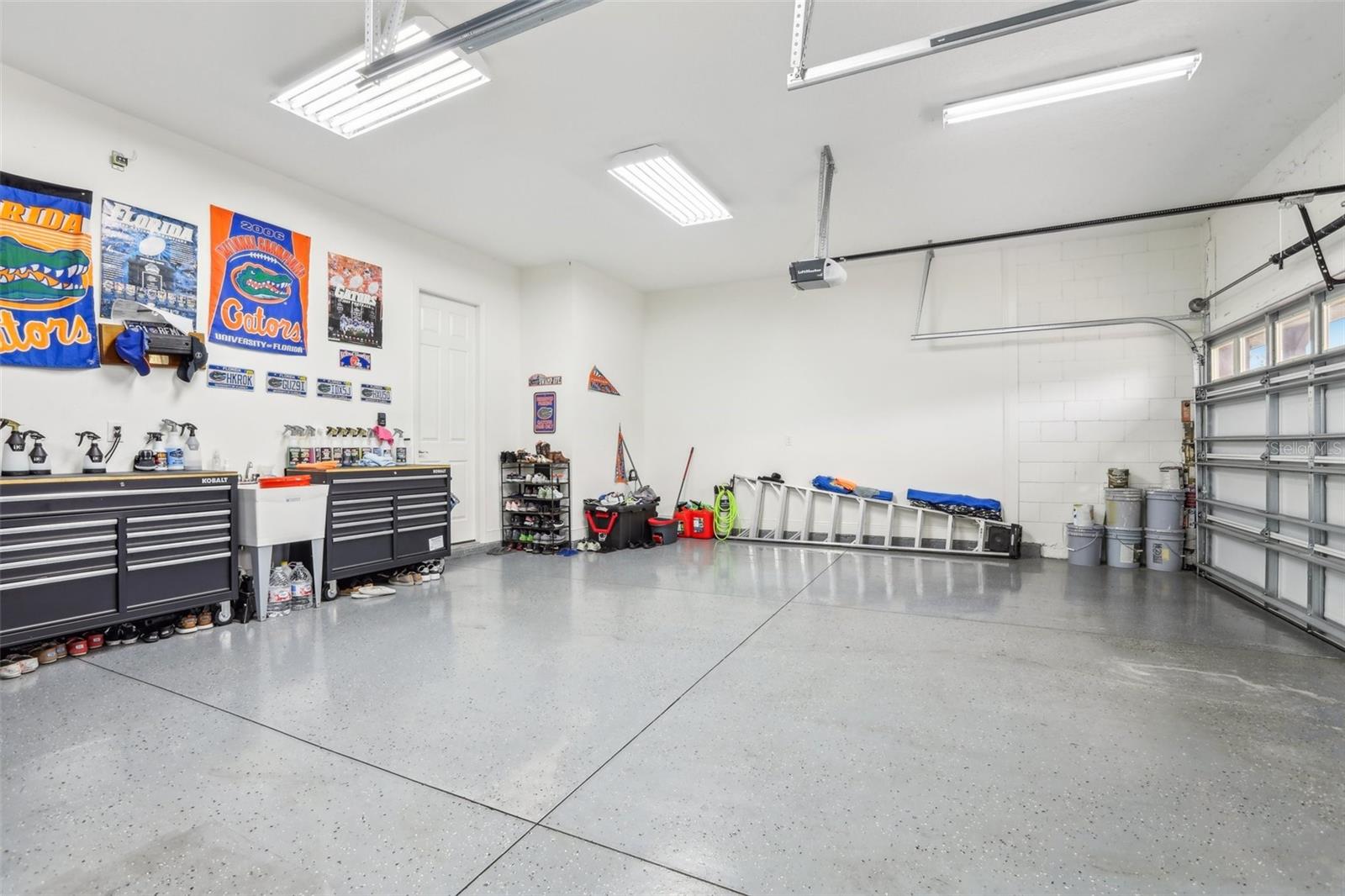 3 Car Garage with painted floor