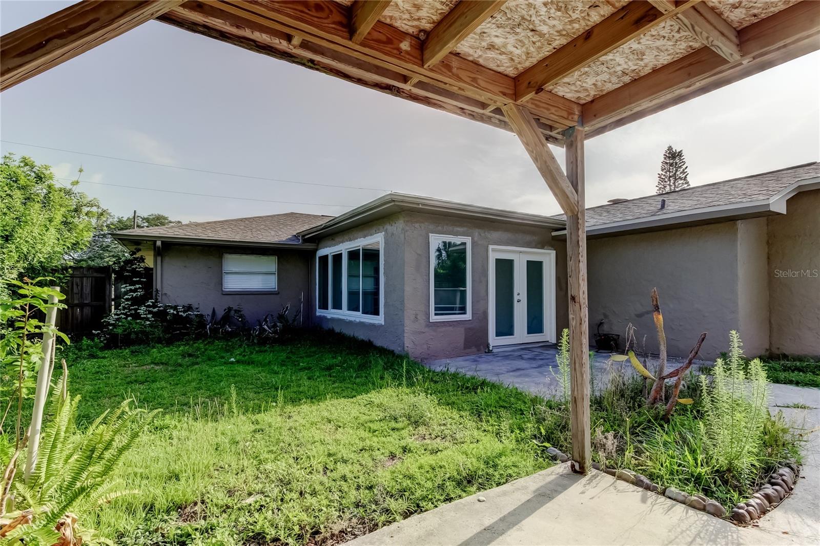 Covered area outside of shed