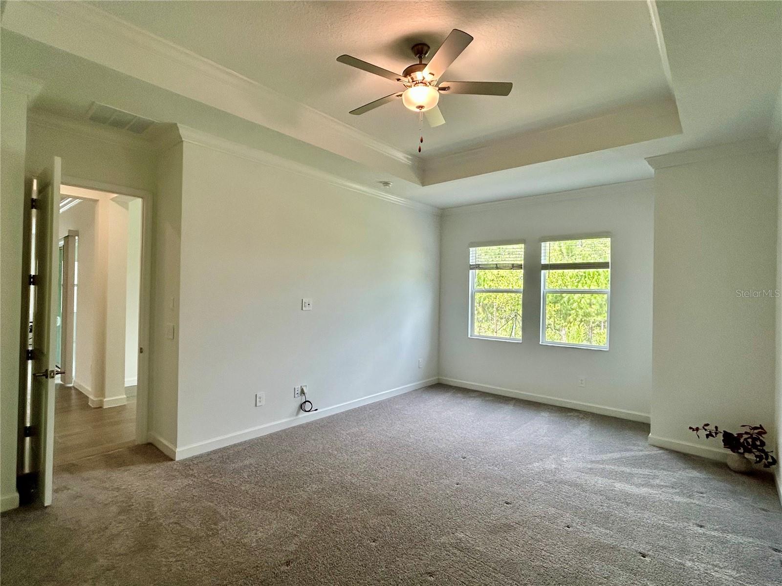 Master Bedroom w/Custom Tray Ceiling/Crown Molding and Fan