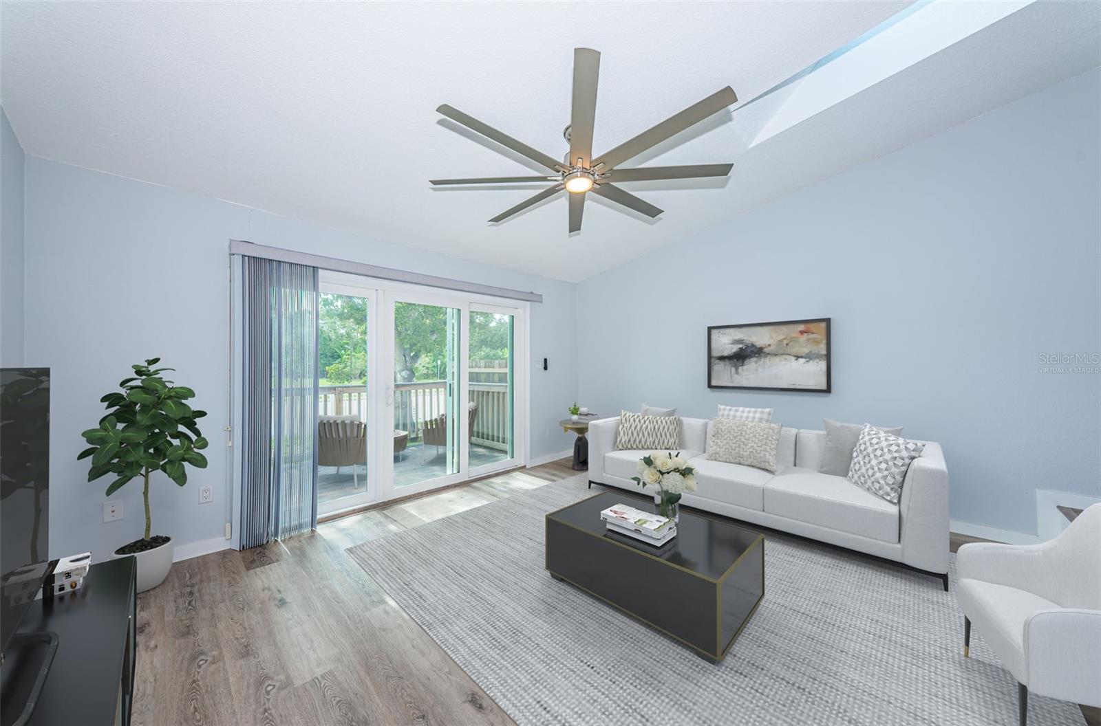 Virtually staged: Great room & slider to rear porch