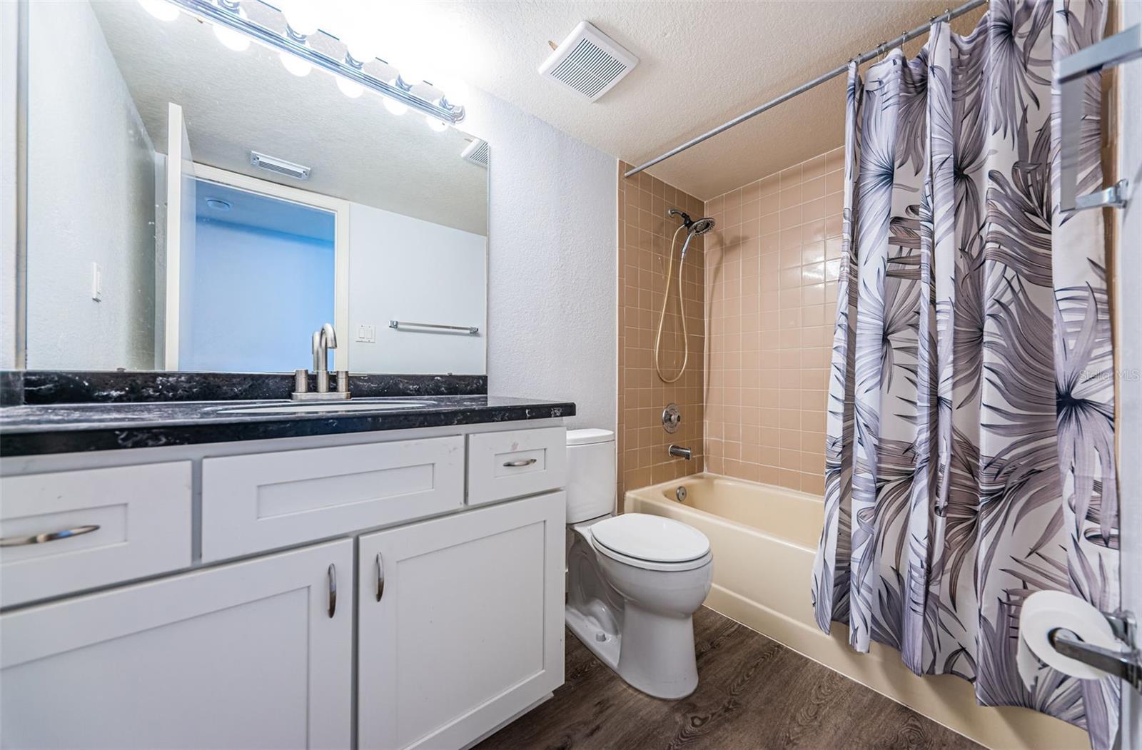 2nd/guest bathroom w/ newer vanity, toilet, lights & faucet