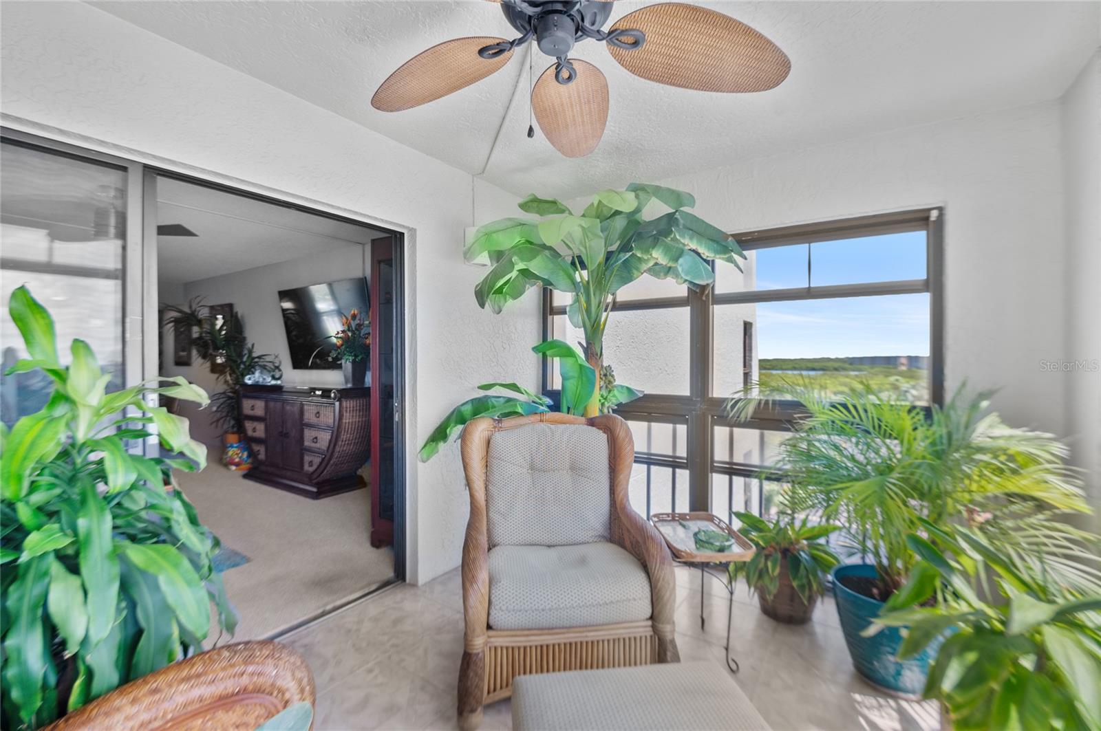 Lanai's northern view overlooks the amenities and Long Bayou, connecting Lake Seminole and Boca Ciega Bay