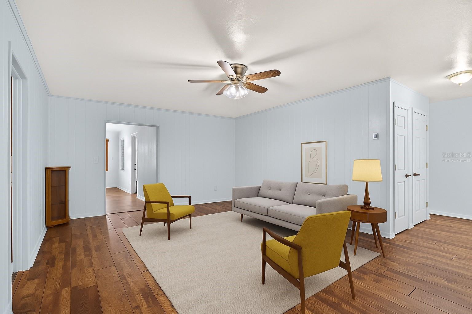 Virtually Staged Flex Space as a Family Room