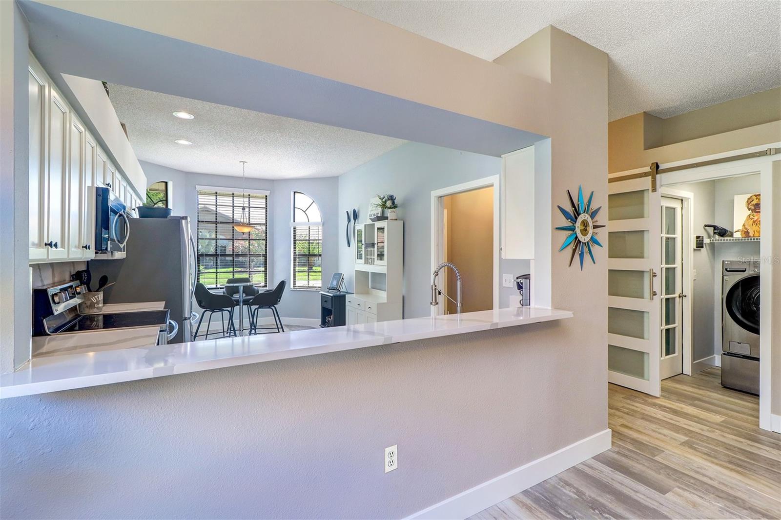 View of kitchen from the dining room area