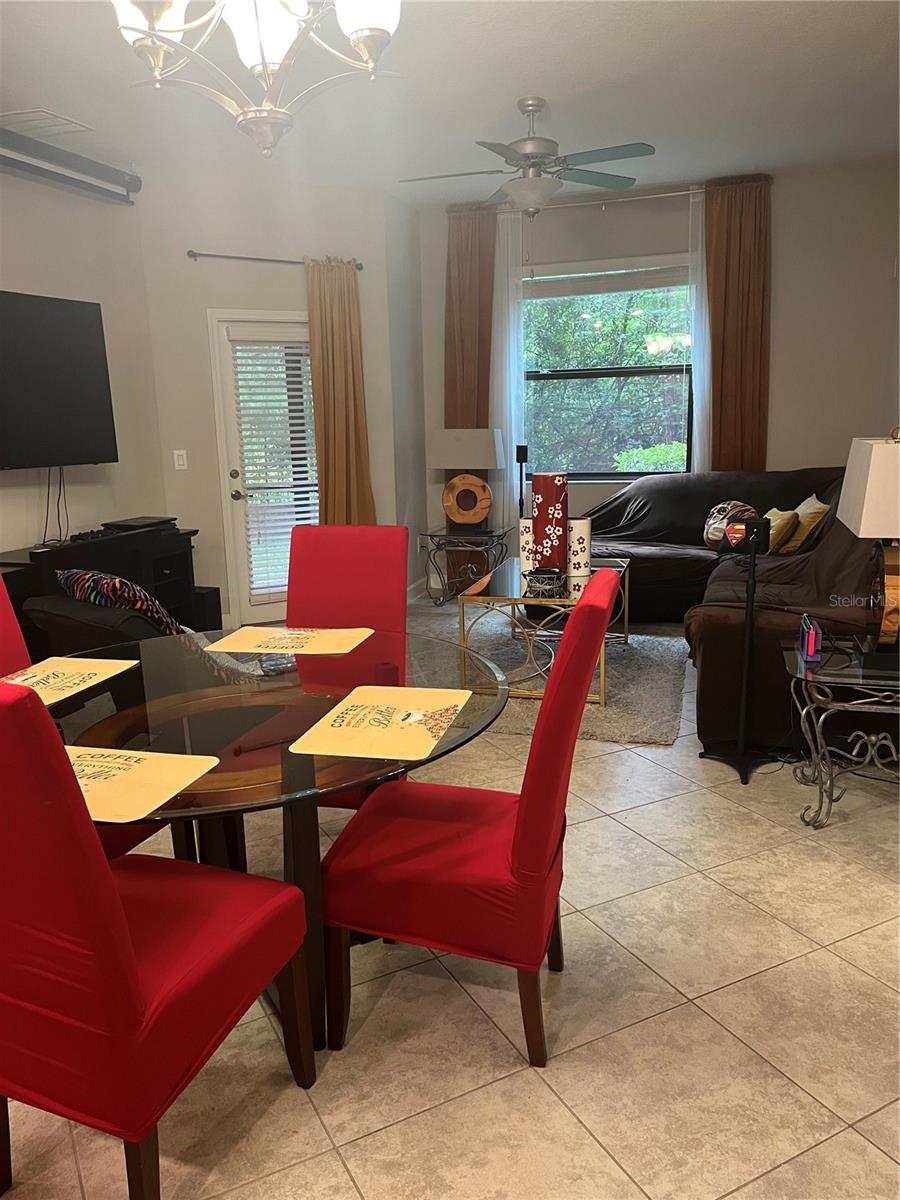 Living/Dining room with back porch access