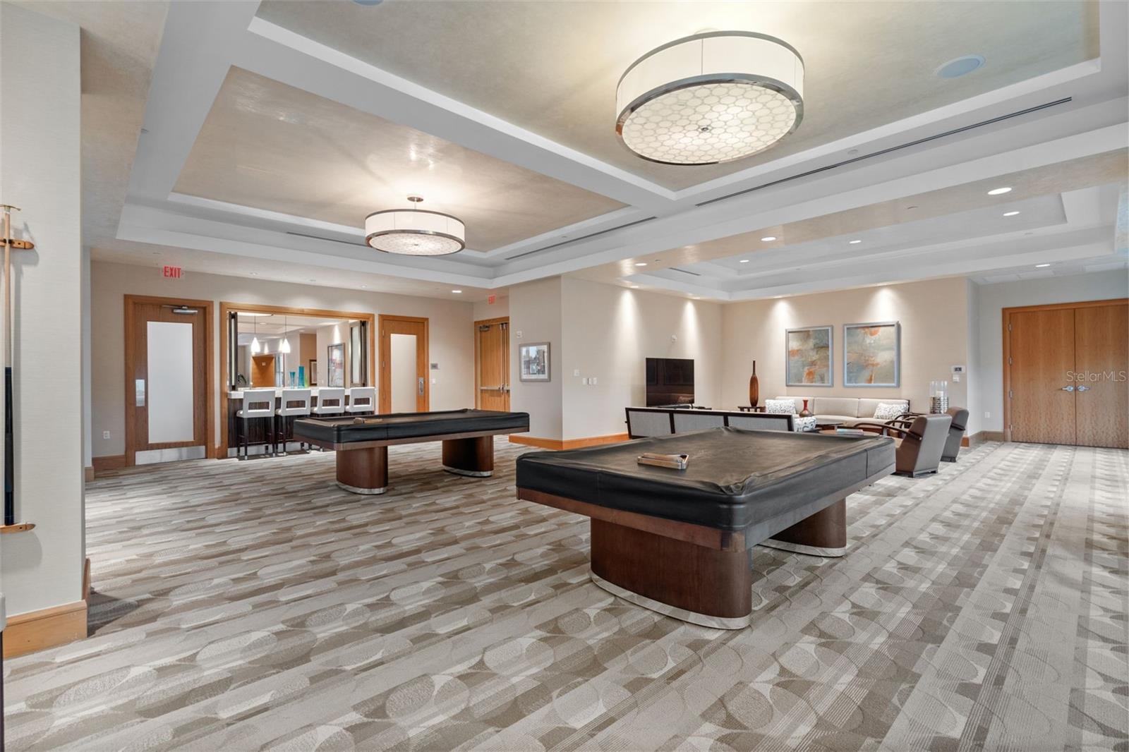 Social room with billiards tables.