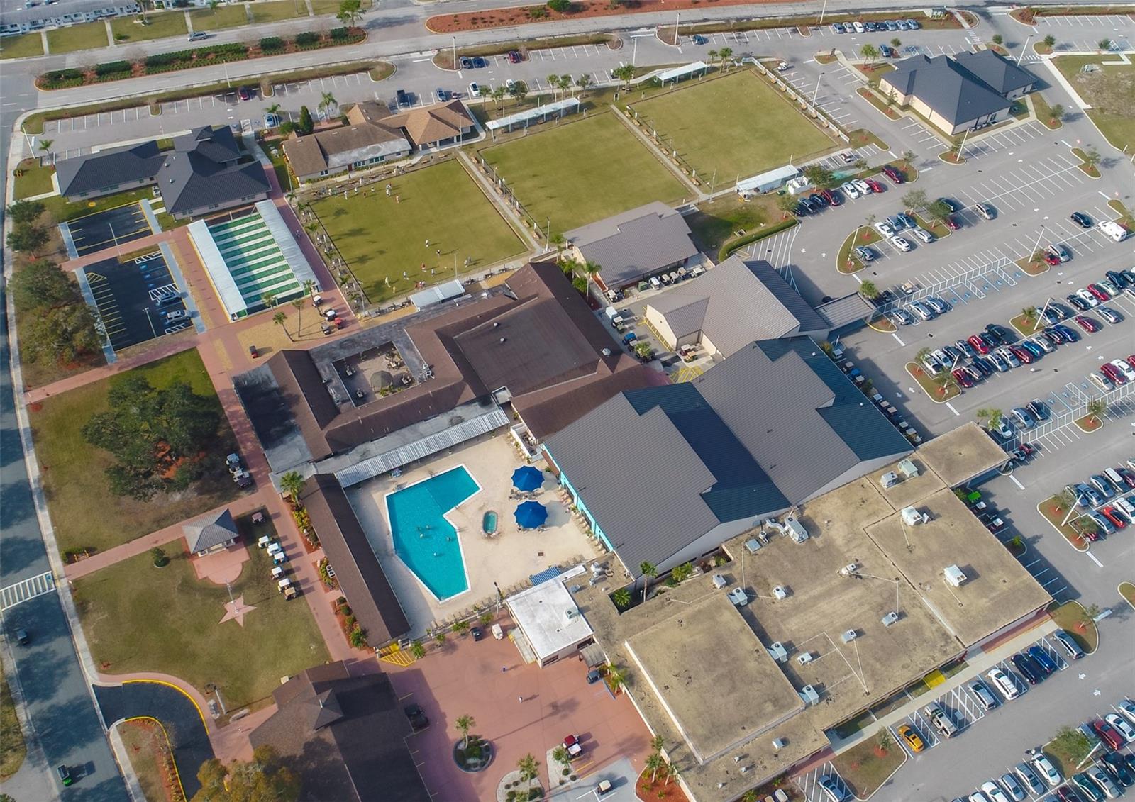 Sun City Center aerial view of the central community campus.