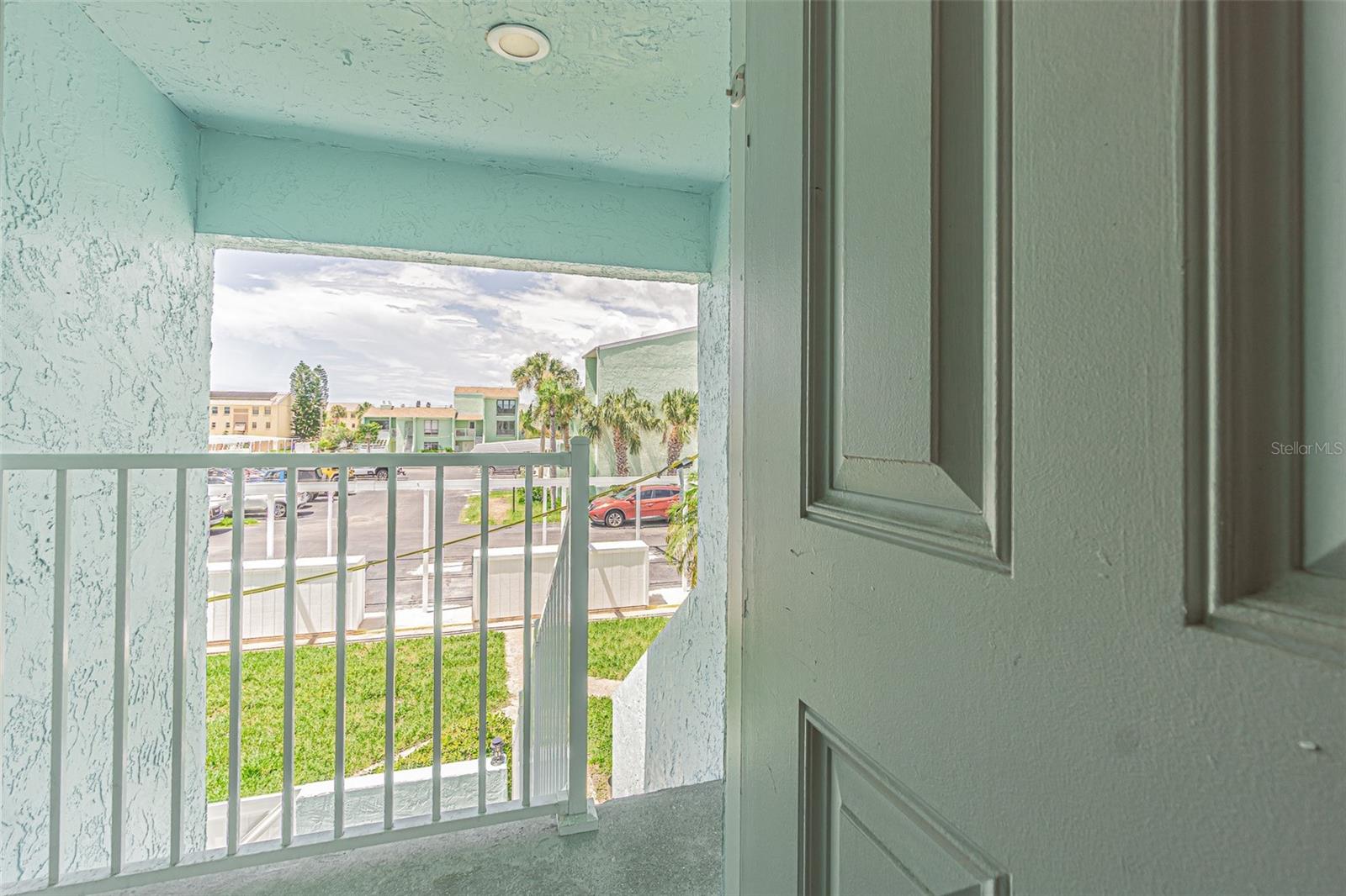 Front porch overlooking complex