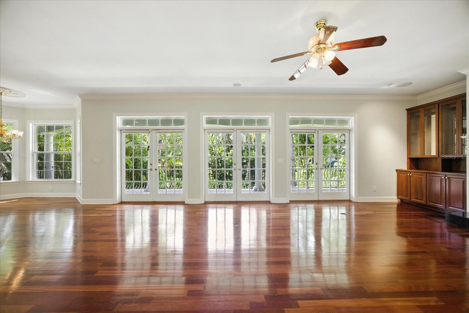 Fabulous Family Room with gas fireplace overlooking backyard