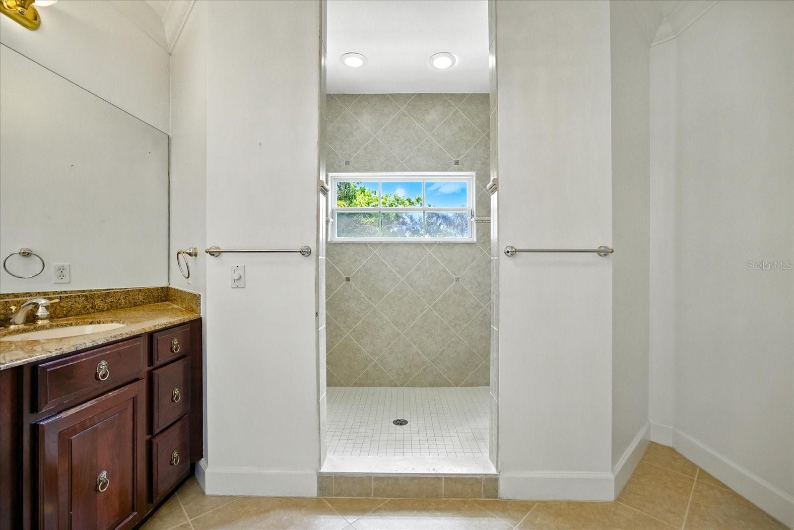 primary shower with 2 showerheads