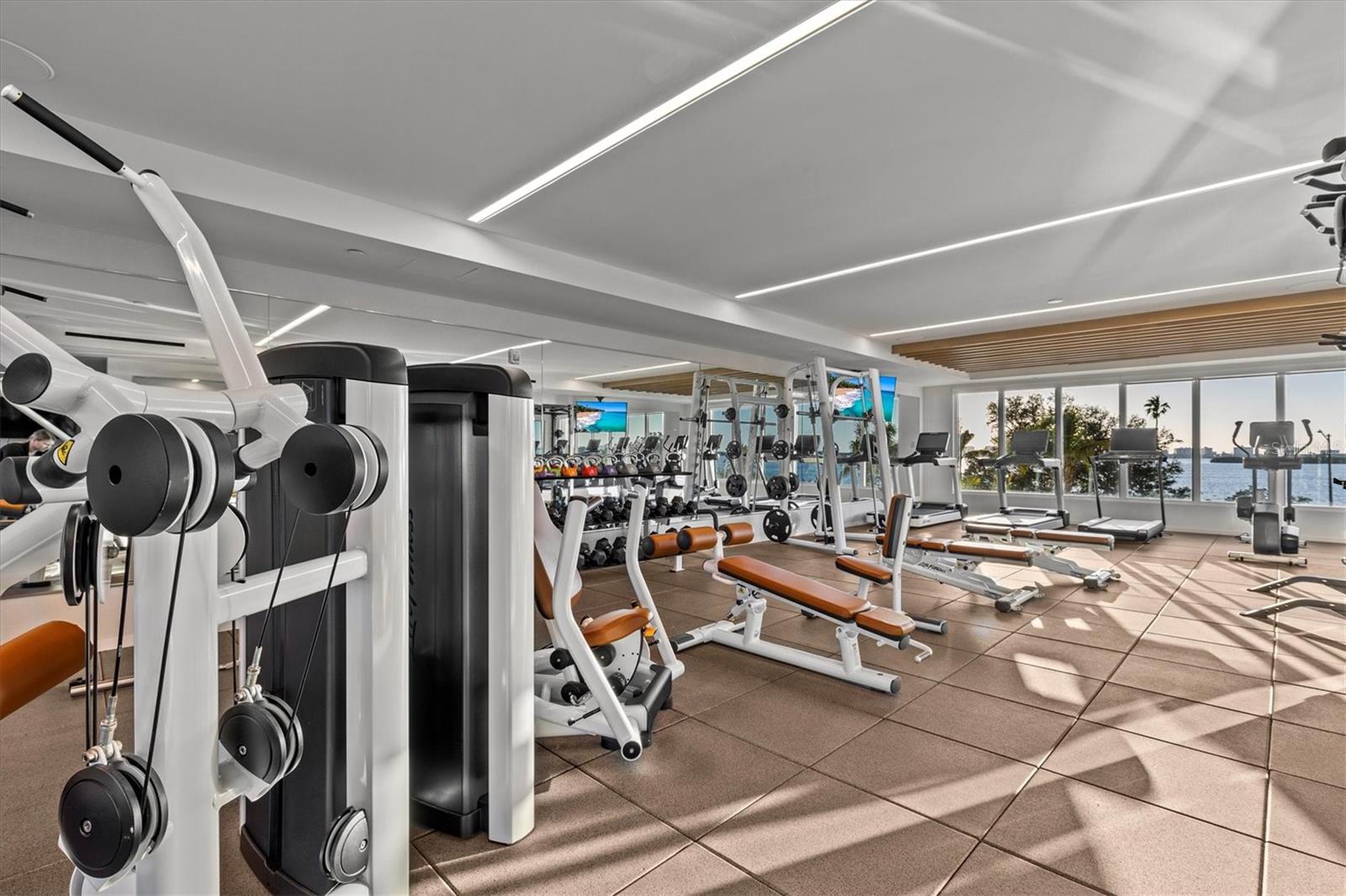 Fitness Center w/ Water views